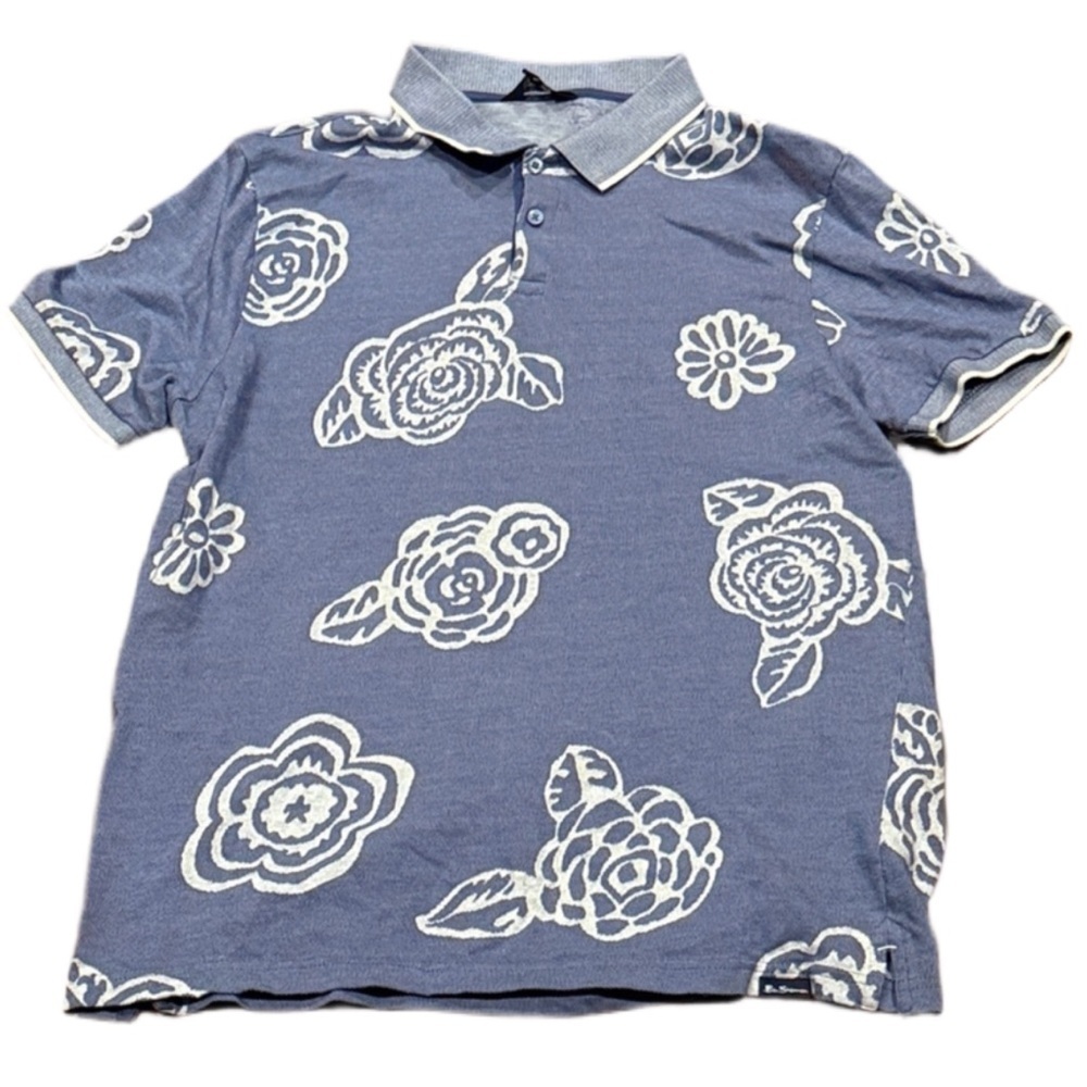 Large Ben Sherman Blue Floral Polo Shirt